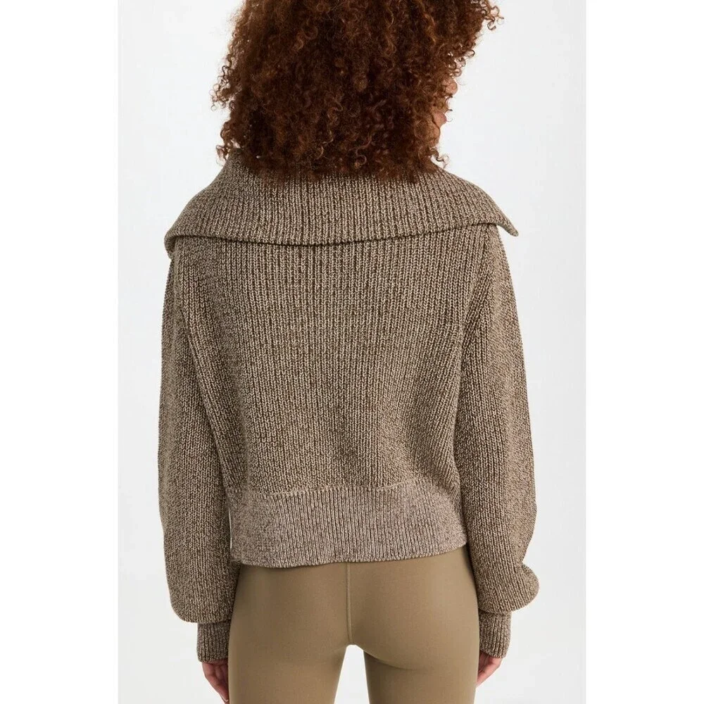 Varley Mentone Half Zip Sweater in Dark Olive Speckle Size Small